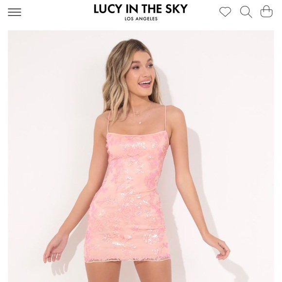 Lucy in the Sky Dresses & Skirts - Lucy in the Sky Jorja Bodycon Dress in Pink Iridescent Sequin, Adult Small